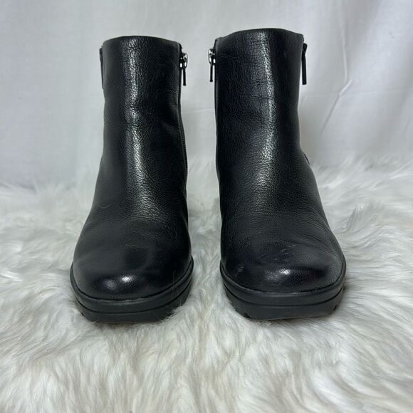 Naturalizer Quineta Black Leather Wedge Ankle Double Side Zip Boot Sz 8.5 WIDE - Picture 3 of 7